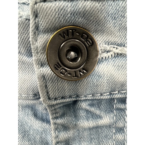 WT02 Jeans Mens 40x31 Blue Acid Wash Stretch Urban Streetwear Straight Fit Distr - Picture 4 of 9